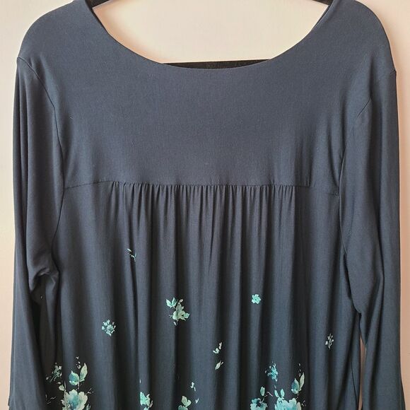 J Jill Wearever Collection Buttery Soft Long Floral Tunic 3/4 Sleeve Top Size L - Picture 9 of 11